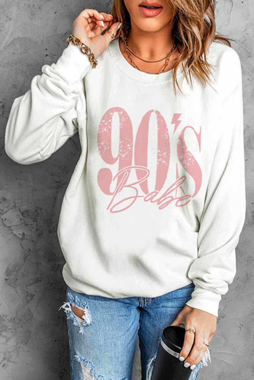 90's BABE Graphic Dropped Shoulder Sweatshirt - Beauty by Anjuli