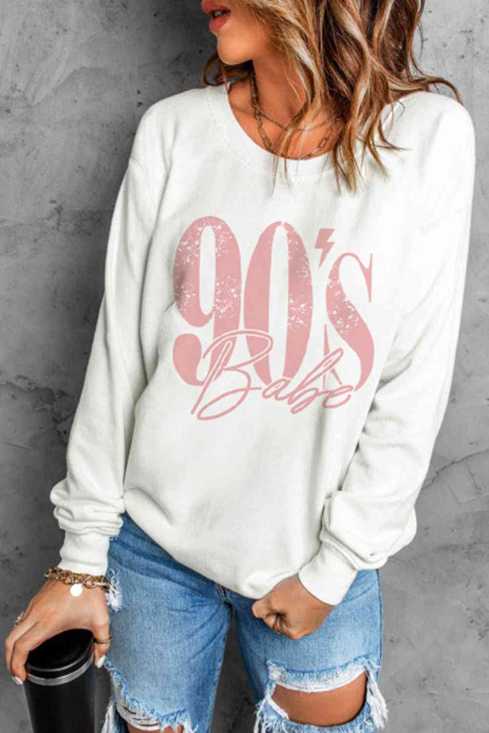 90's BABE Graphic Dropped Shoulder Sweatshirt - Beauty by Anjuli