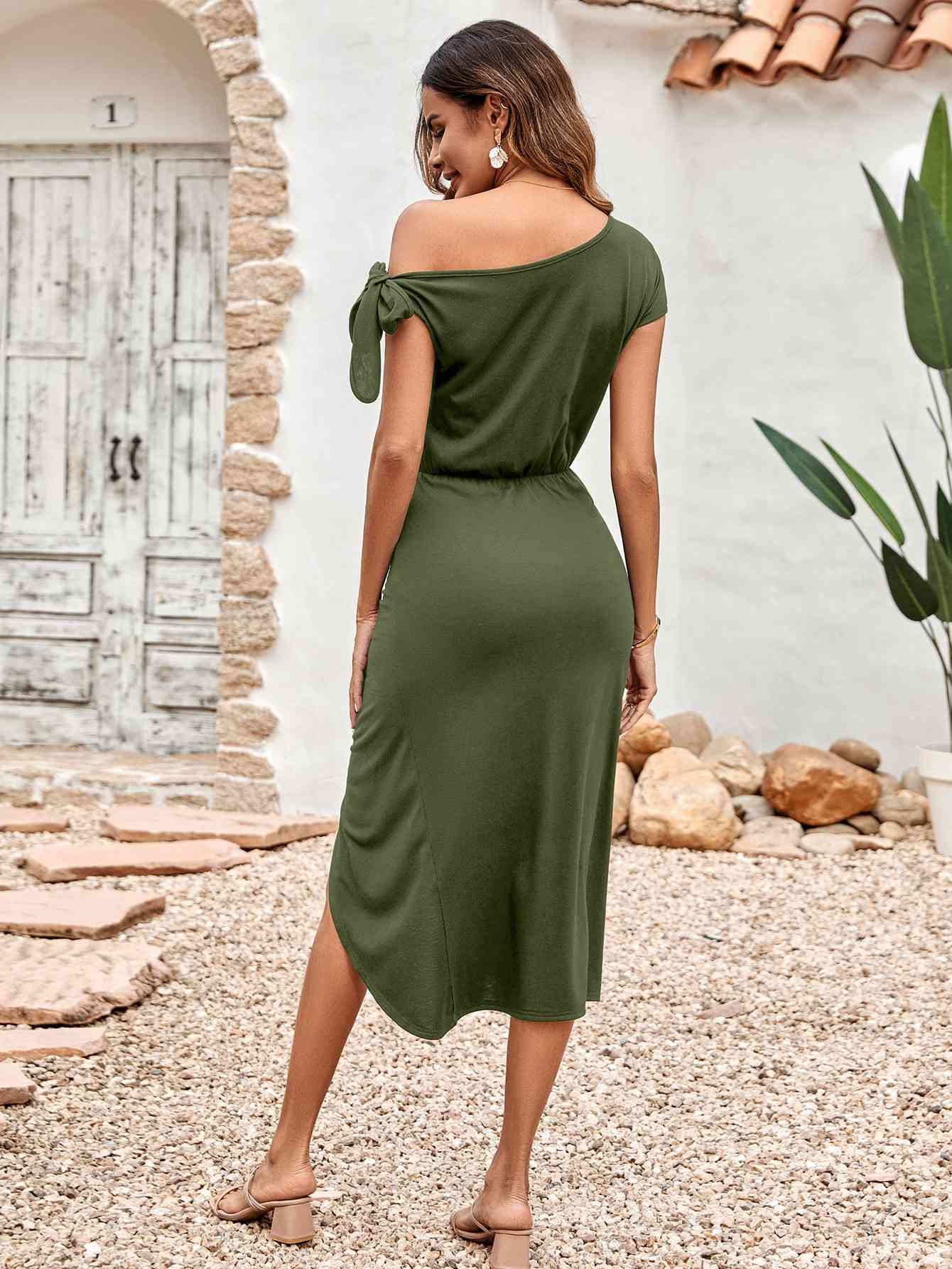 Asymmetrical Front Slit Midi Dress - Beauty by Anjuli