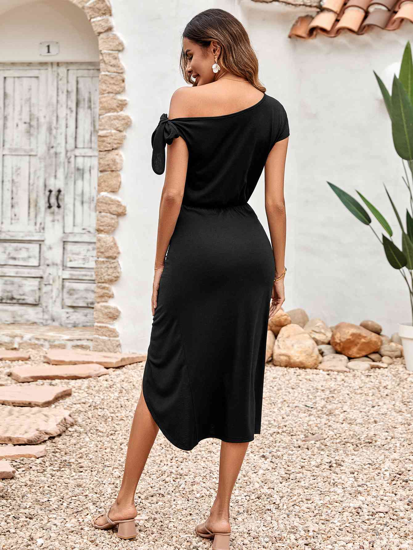 Asymmetrical Front Slit Midi Dress - Beauty by Anjuli