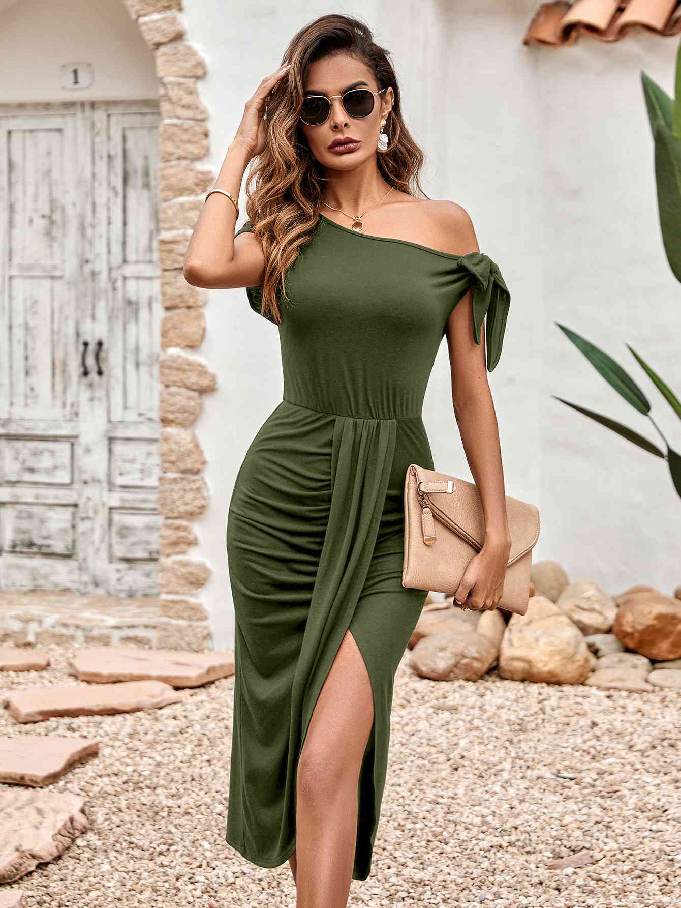 Asymmetrical Front Slit Midi Dress - Beauty by Anjuli