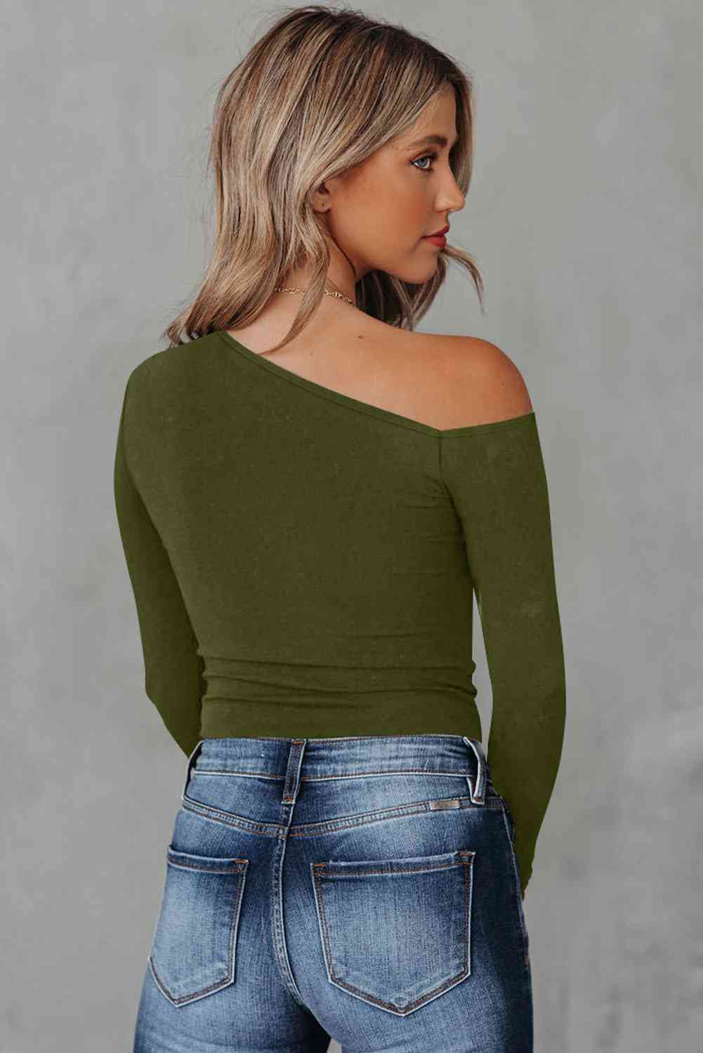 Asymmetrical Neck Long Sleeve Top - Beauty by Anjuli