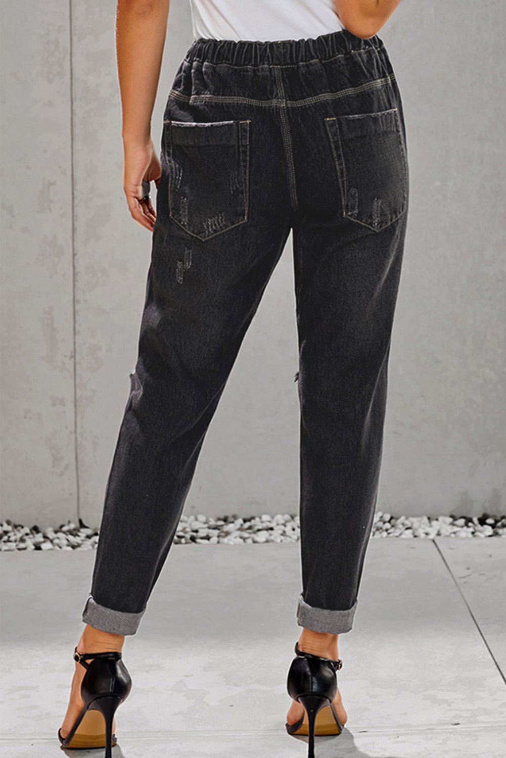 Baeful Drawstring Denim Joggers - Beauty by Anjuli