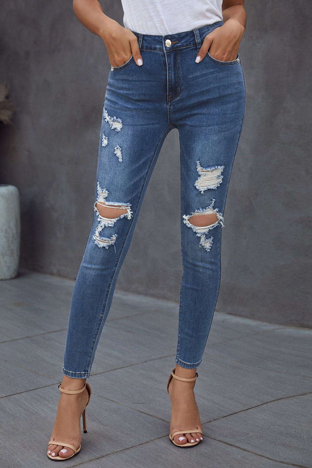 Baeful Vintage Skinny Ripped Jeans - Beauty by Anjuli