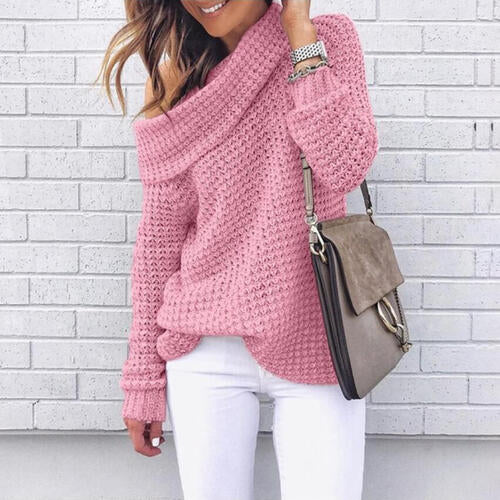 Openwork Off-Shoulder Sweater