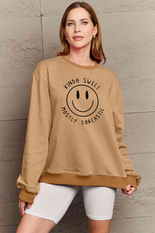 Simply Love Full Size Smiling Face Graphic Sweatshirt